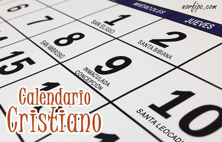 Calendario de días de los santos y festividades cristianas
