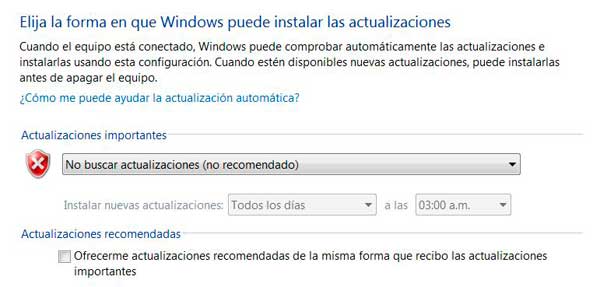 Deshabilitar Windows Update