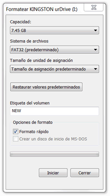 Formatear o darle un nuevo formato de archivo desde el explorador de Windows.