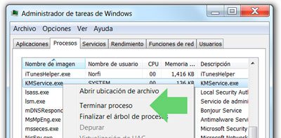 Detener un proceso manualmente con el Administrador de tareas de Windows