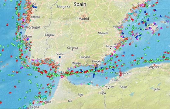 MarineTraffic. mapa interactivo sobre el trafico de barcos