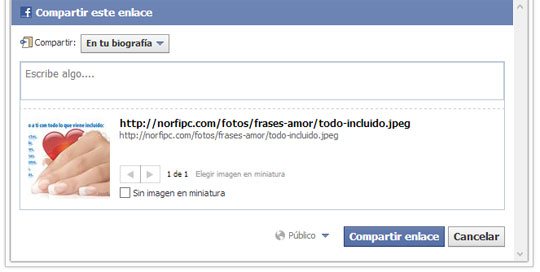 Código y dirección para compartir una imagen en Facebook